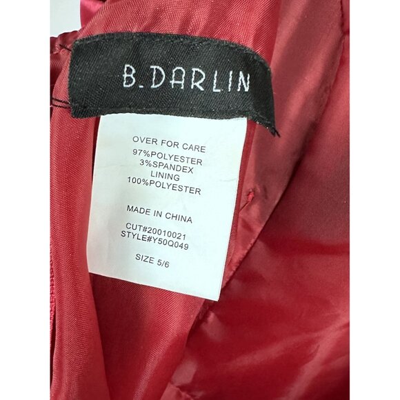 B. Darlin Junior Ladies Red Spaghetti Strap Lined A-Line Long Gown Dress Sz 5/6 - Picture 10 of 11
